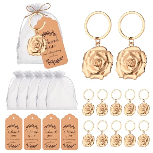 Winocbxt 50 pieces Rose Shaped Keychain/key Ring for baby shower, wedding or bridal shower gifts, gifts, guest memorabilia - Image 1