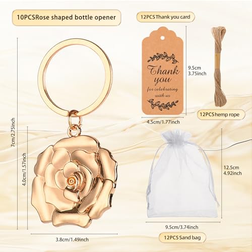 Winocbxt 50 pieces Rose Shaped Keychain/key Ring for baby shower, wedding or bridal shower gifts, gifts, guest memorabilia - Image 2