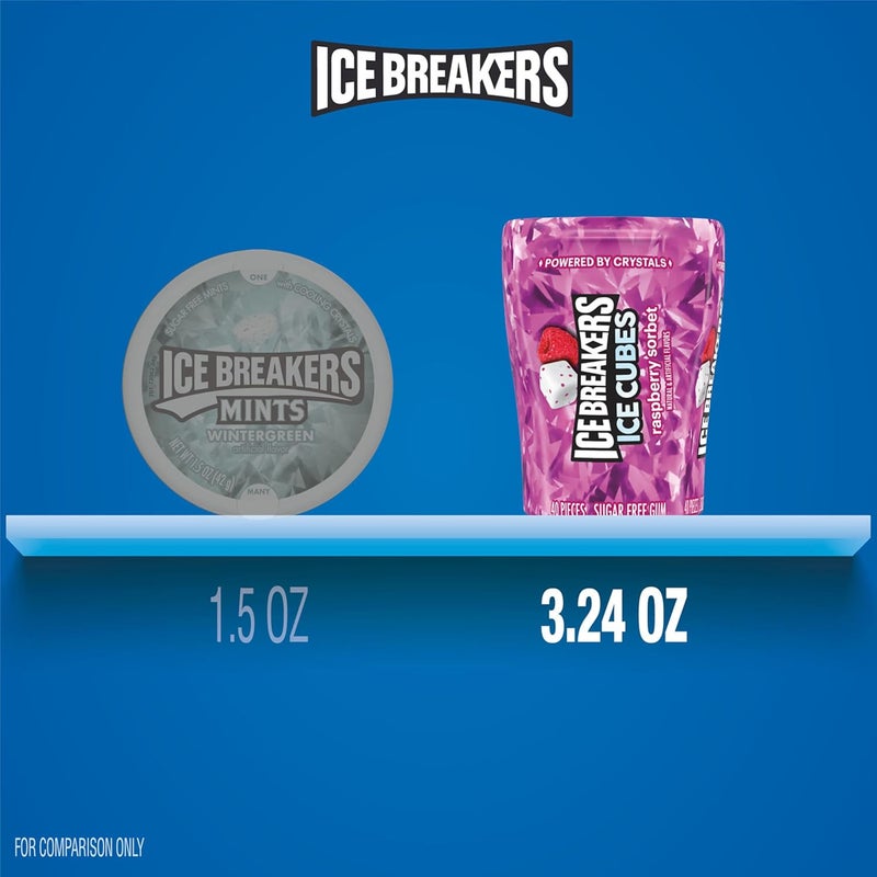 Ice Breakers Sugar Free Ice Cubes Raspberry Sorbet Chewing Gum - 6 Bottles, 3.24 Oz Each - Image 4