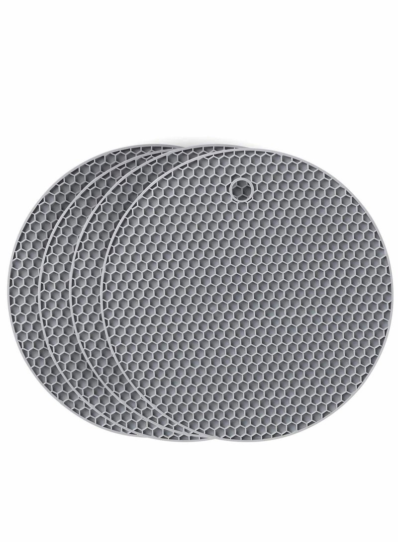 Excefore 4 Pcs Extra Thick Silicone Pot Coaster Trivet Mats,Heatproof Pot Holder and Hot Pads,Non Slip Durable Flexible Table Mats Round Honeycomb Multipurpose Kitchen Heat Resistant Mat  - Image 1