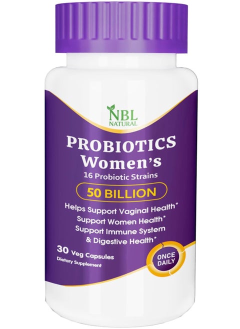 Once Daily Probiotics for Women & Prebiotics, 50 Billion CFU for Women’s Daily Digestive & Immune Health, 16 Probiotic Strains, 30 Capsules