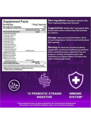 Once Daily Probiotics for Women & Prebiotics, 50 Billion CFU for Women’s Daily Digestive & Immune Health, 16 Probiotic Strains, 30 Capsules - view 5
