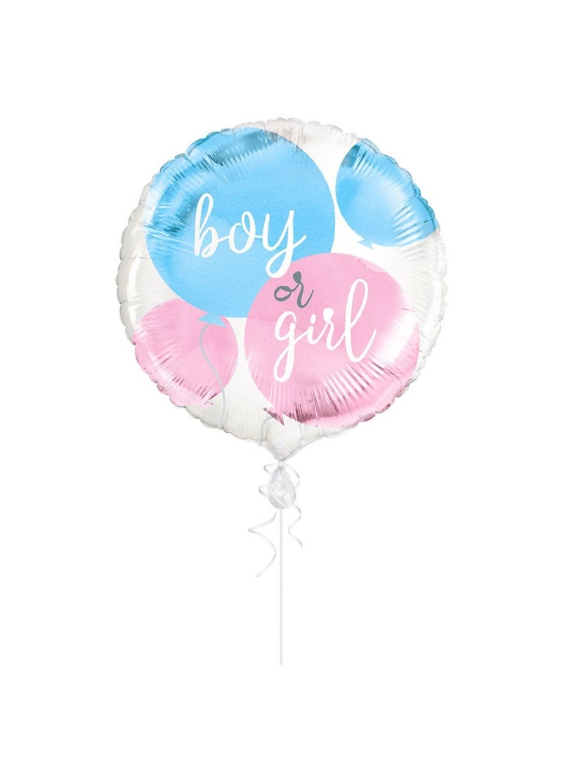 Unique Boy or Girl Balloon Blue Pink White Foil 45 cm - Image 2