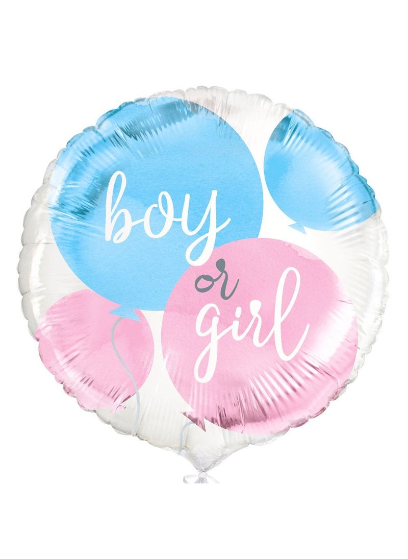 Unique Boy or Girl Balloon Blue Pink White Foil 45 cm - Image 1