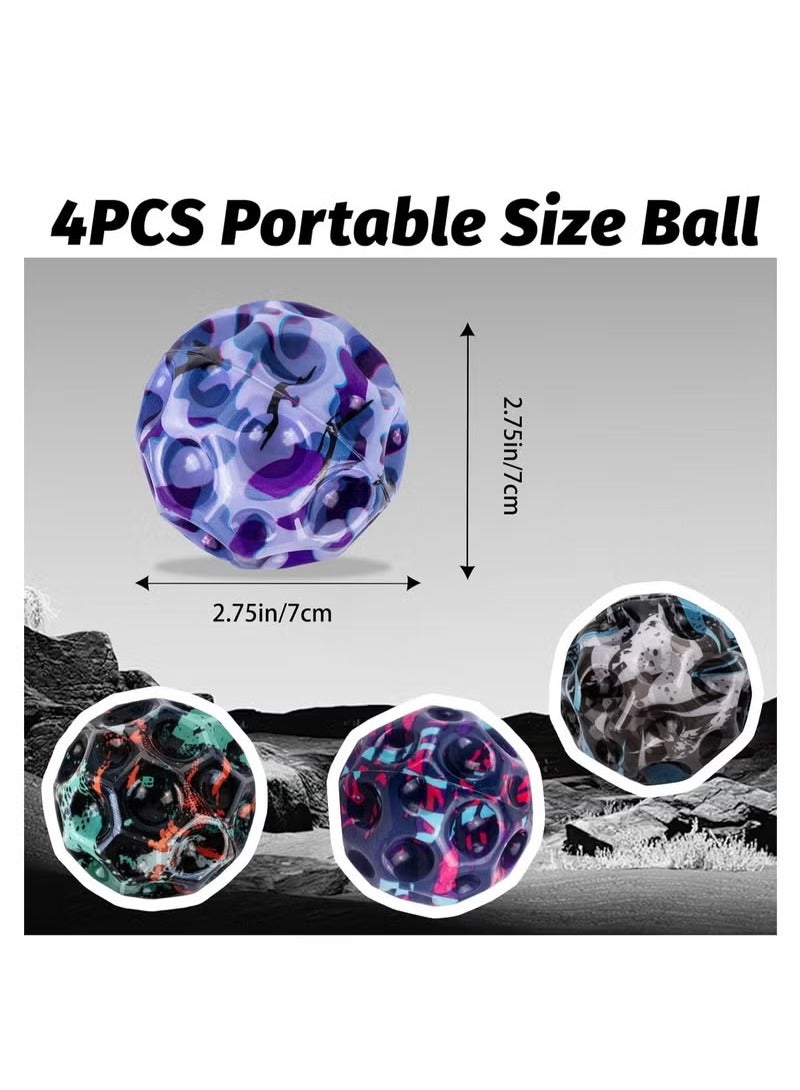 4 Piece Space Bounce Ball, Super High Bouncing Moon Foam Balls For Adults Improve Hand Eye Coordination Sports Training  - Image 3