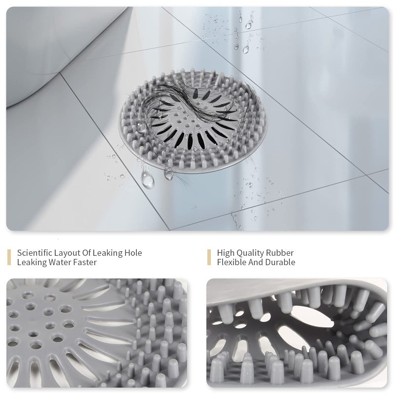 Uigos Hair Catcher Durable Silicone Hair Stopper Shower Drain Covers and Clean Suit for Bathroom Bathtub and Kitchen 4 Pack - Image 4