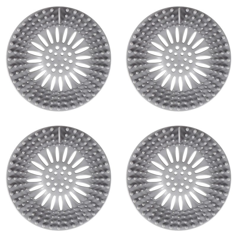Uigos Hair Catcher Durable Silicone Hair Stopper Shower Drain Covers and Clean Suit for Bathroom Bathtub and Kitchen 4 Pack - Image 1
