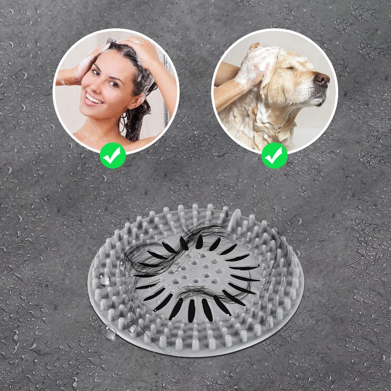 Uigos Hair Catcher Durable Silicone Hair Stopper Shower Drain Covers and Clean Suit for Bathroom Bathtub and Kitchen 4 Pack - Image 3