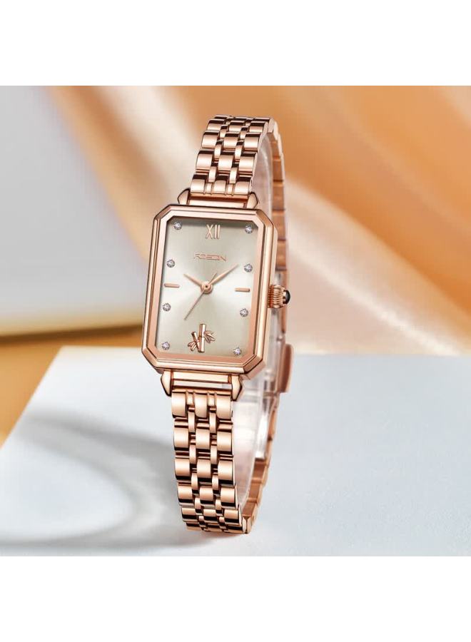 Rosdn Women's Watch, Luxury Small Square Watch, Waterproof Vintage Style, Valentine's Day Gift For Girlfriend - Image 1