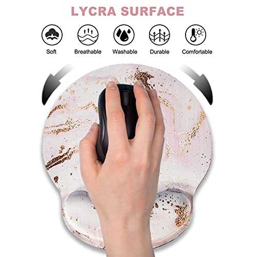 ARTSO Ergonomic Mouse Pad with Wrist Rest Support Gel, Non Slip Rubber Base Pad Computer PC Laptop Women Men Mousepad for Home, Office, Gaming, Working Easy Typing, Pain Relief, Pink Marble - Image 2