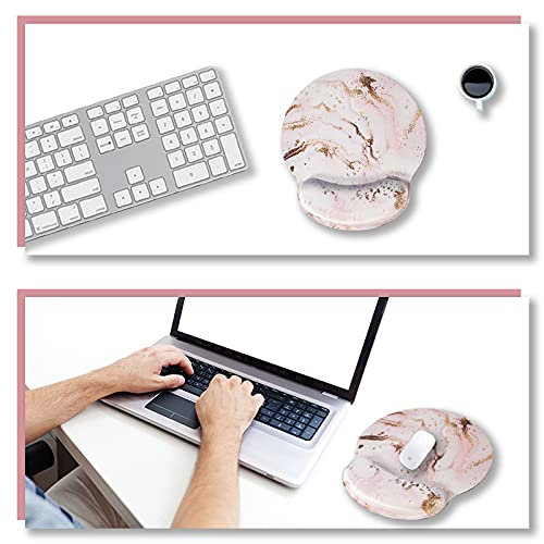 ARTSO Ergonomic Mouse Pad with Wrist Rest Support Gel, Non Slip Rubber Base Pad Computer PC Laptop Women Men Mousepad for Home, Office, Gaming, Working Easy Typing, Pain Relief, Pink Marble - Image 5