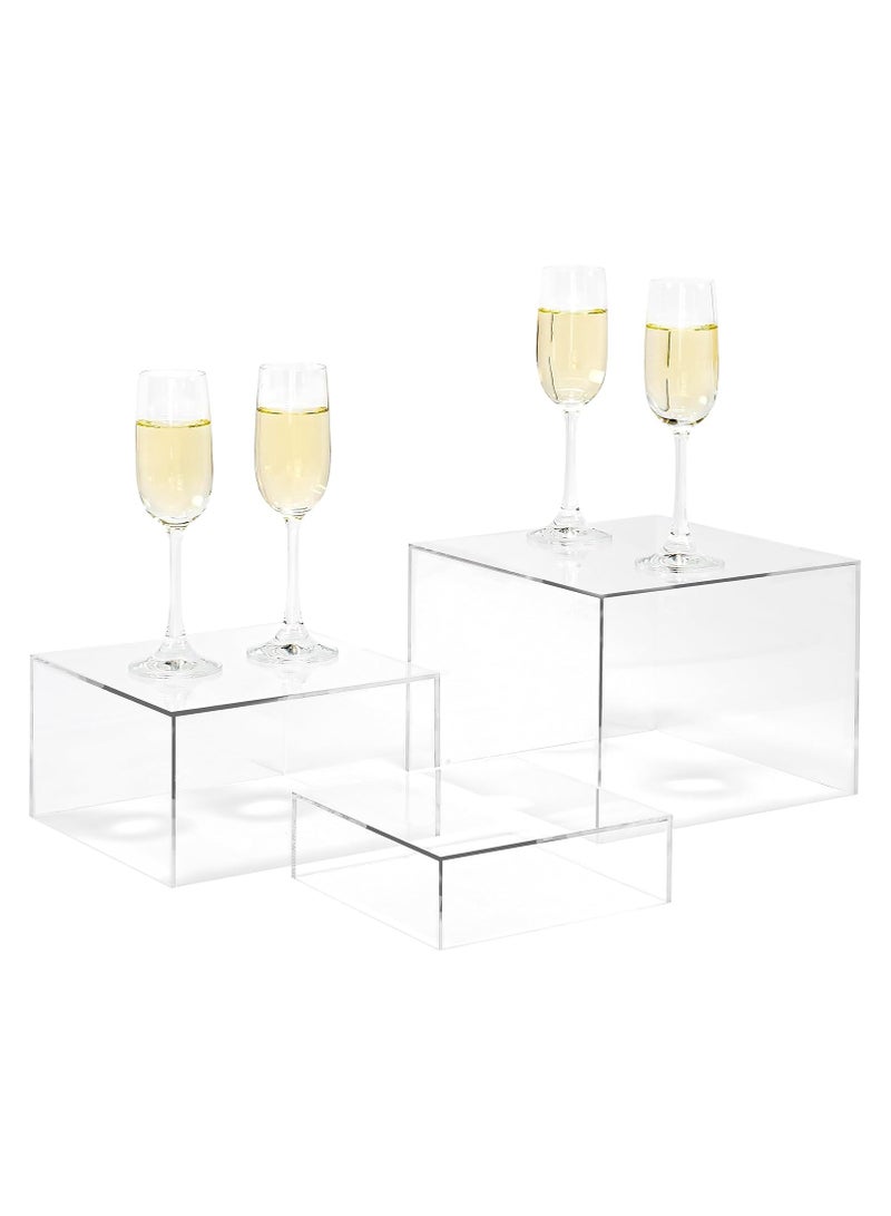 TPGP 2 Sets of 3 Crystal Clear Acrylic Cube Display Nesting Risers with Hollow Bottoms, Transparent - Image 5