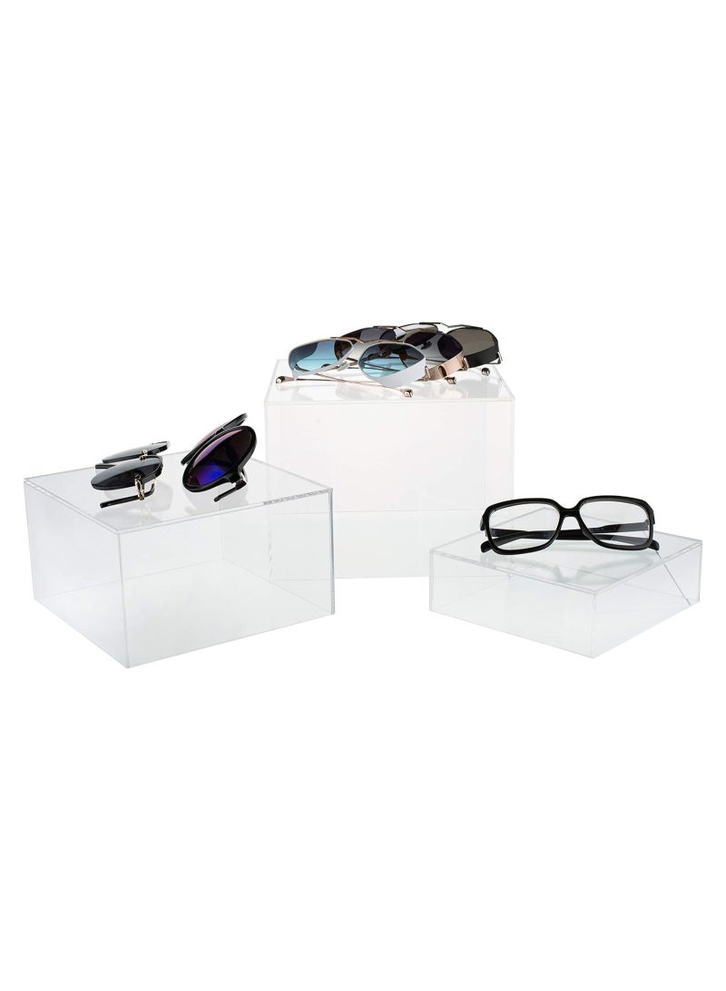 TPGP 2 Sets of 3 Crystal Clear Acrylic Cube Display Nesting Risers with Hollow Bottoms, Transparent - Image 3