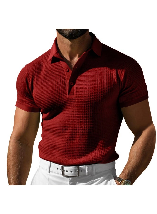 Summer Men's Polo Shirt Buttons Sporty Slim Fit T-Shirt - Image 1