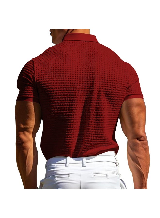 Summer Men's Polo Shirt Buttons Sporty Slim Fit T-Shirt - Image 2