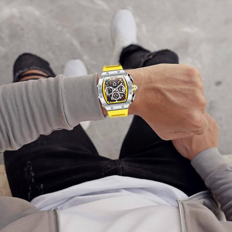 Giordano Multifunction Watch - with Day, Date, and 24-Hour Sub-Dials” | Water Resistant Square dial Unique Design Wrist Watch for Man | Best Gift for Males - Image 2
