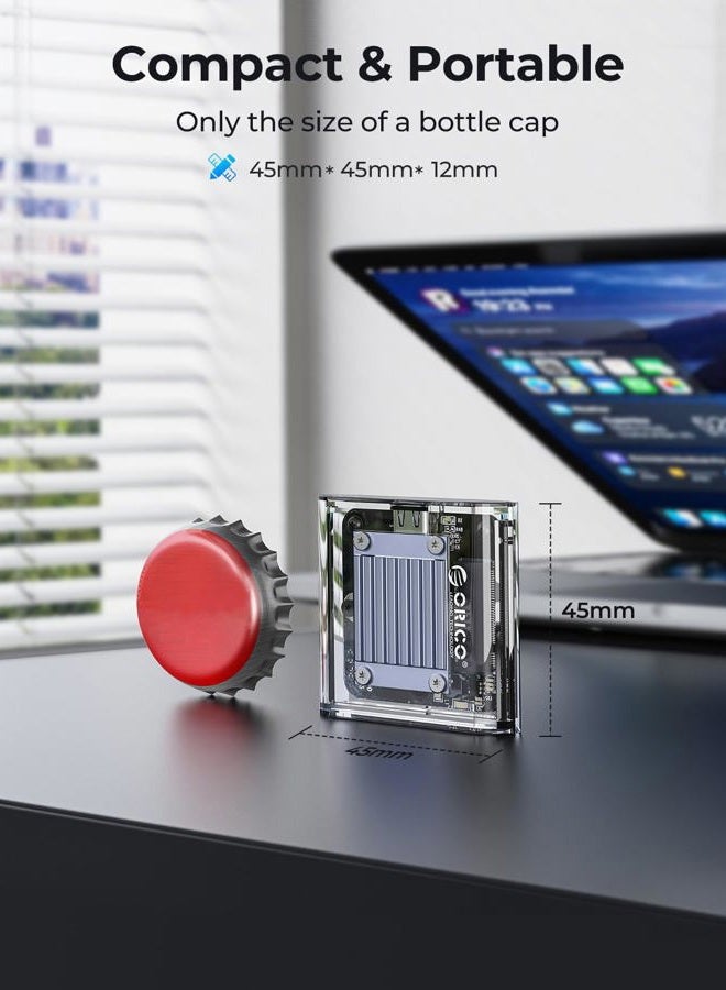 Orico حافظة ORICO M.2 2230 NVMe SSD، بدون أدوات، محول USB C 3.2 Gen2 بسرعة 10Gbps إلى NVMe لجهاز iPhone 15 Pro Max ProRes، قارئ M.2 يدعم UASP، Trim، M-Key(B+M Key) - TC20 - Image 5