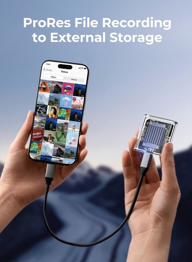 Orico حافظة ORICO M.2 2230 NVMe SSD، بدون أدوات، محول USB C 3.2 Gen2 بسرعة 10Gbps إلى NVMe لجهاز iPhone 15 Pro Max ProRes، قارئ M.2 يدعم UASP، Trim، M-Key(B+M Key) - TC20 - Image 4