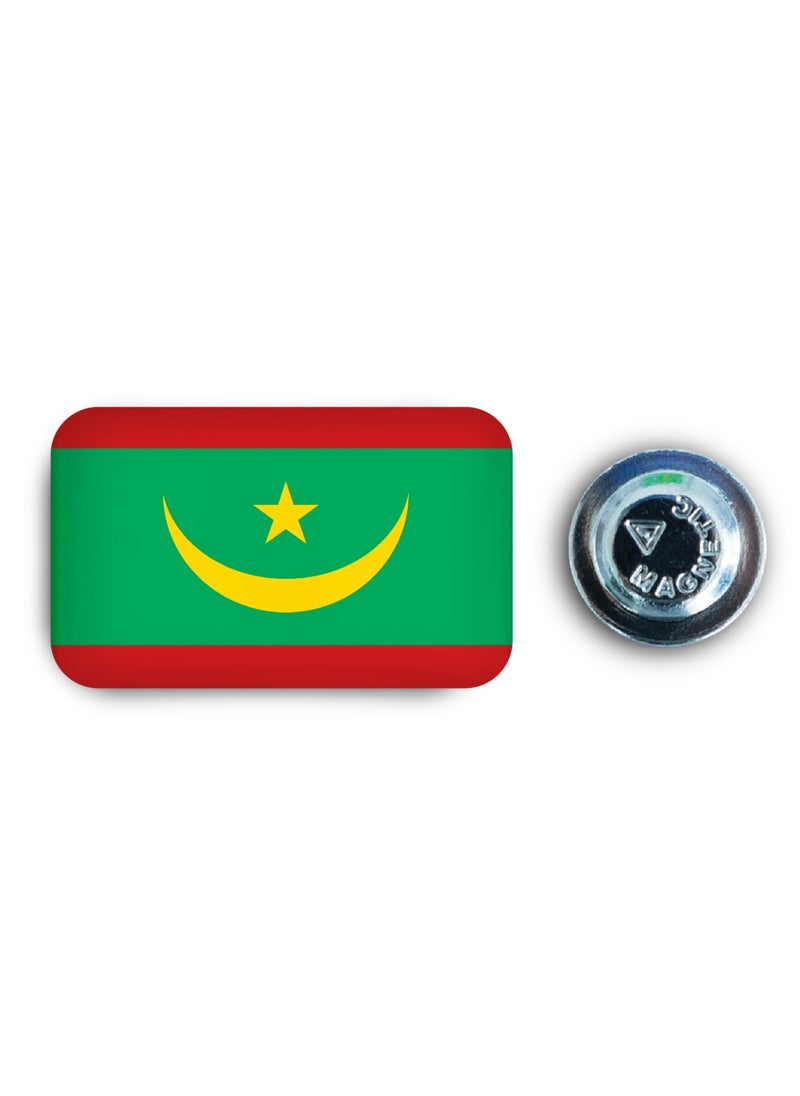 971MEDIA Mauritania Flag - Metal Badge Epoxy Coated with Magnetic Pin that Doesn't Tear Clothes  - Image 1