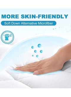Asraar Premium 14 cm Thick Cotton Mattress Topper with Soft Cotton Filling - Breathable Bed Pad with Fitted Corner Edges - Enhances Comfort and Support for Better Sleep - Soft Fluffy Mattress Protector for Back Pain Relief, Deep Pocket Mattress Cover, Size - 200 x 160 cm White  - Image 5