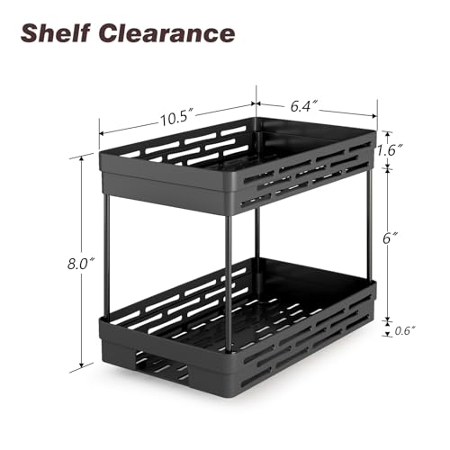 DABIGE Pull Out Spice Rack Organizer for Cabinet, 2 Pack Widen Slide Out Spice Racks Organizer, Spice Cabinet Organizers, Cabinet Size Need:12'' Highx11'' Deepx6.75'' Wide,Hold 15 Spice Jar Each Tier-2Tier - Image 4