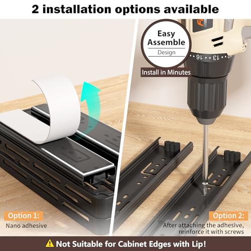 DABIGE Pull Out Spice Rack Organizer for Cabinet, 2 Pack Widen Slide Out Spice Racks Organizer, Spice Cabinet Organizers, Cabinet Size Need:12'' Highx11'' Deepx6.75'' Wide,Hold 15 Spice Jar Each Tier-2Tier - Image 2