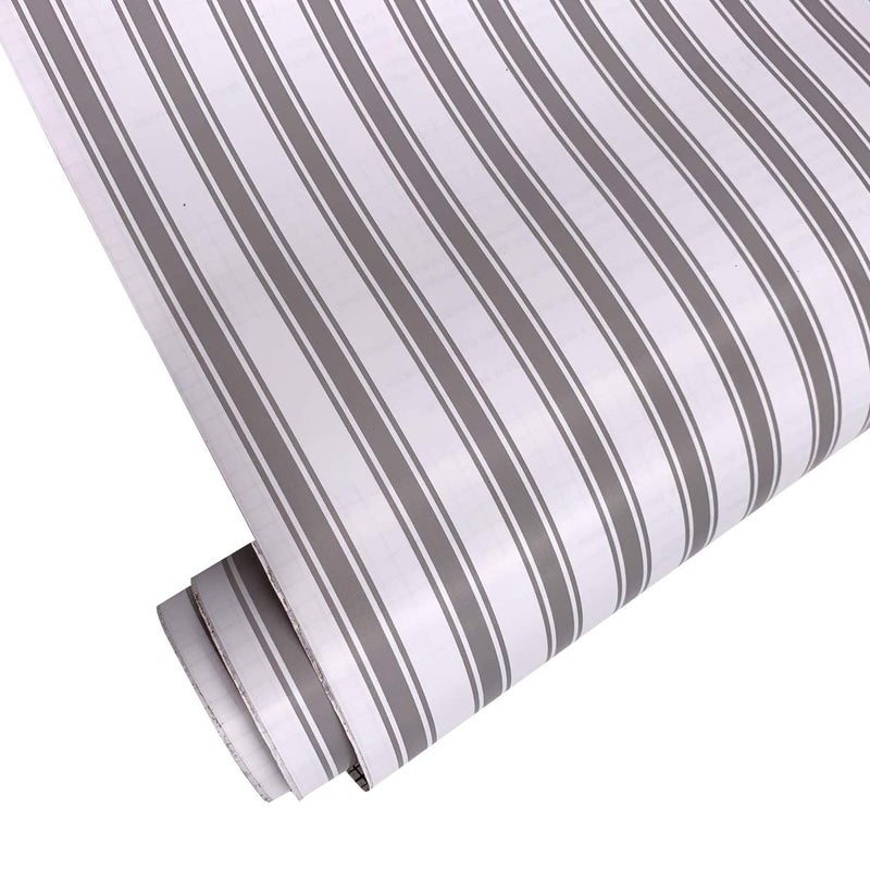 Yifely Grey White Shelving Paper Easy to Use Stripes Shelf and Drawer Liner Removable Make Old Furnitures Neat 177 Inch by 98 Feet