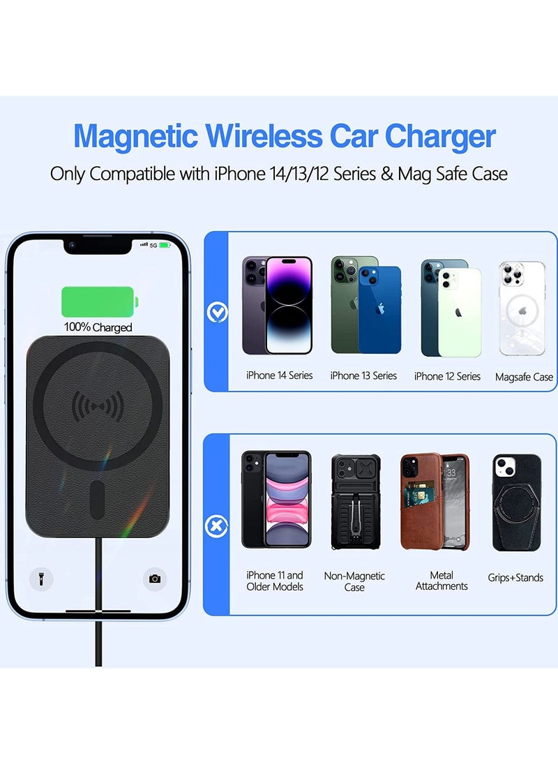 Y&D - MagSafe Car Mount Charger, 360° Adjustable Magnetic Wireless Air Vent Phone Holder Charger Compatible with iPhone 14 13 12 Series (with Adapter) - Image 1