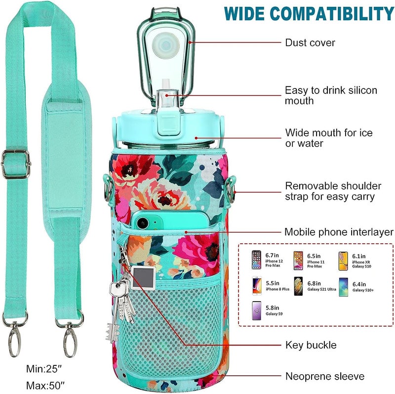 US1984 Gallon Water Bottle 2 Litre for Gym & Sports | BPA Free Water Bottle with sleeve | Leak proof Easy to Clean | Daily Hydration | Best Usage for Office/School/College/Yoga (Green, Plastic) - Image 3