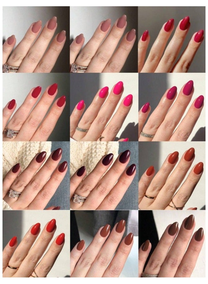 Short Oval Fake Nails 288pcs Box (12 Types Mixed) Acrylic Nails with Storage Box Suitable for Women and Girls in Daily Life and Holiday Use - Image 1