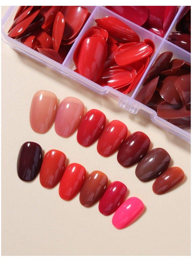 Short Oval Fake Nails 288pcs Box (12 Types Mixed) Acrylic Nails with Storage Box Suitable for Women and Girls in Daily Life and Holiday Use - Image 2