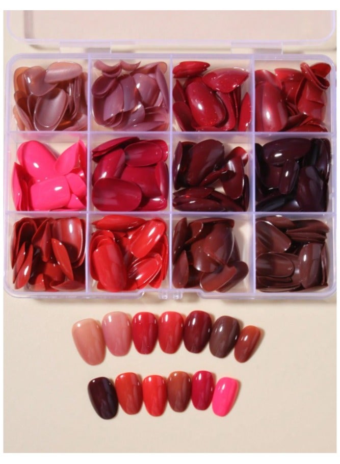 Short Oval Fake Nails 288pcs Box (12 Types Mixed) Acrylic Nails with Storage Box Suitable for Women and Girls in Daily Life and Holiday Use - Image 3
