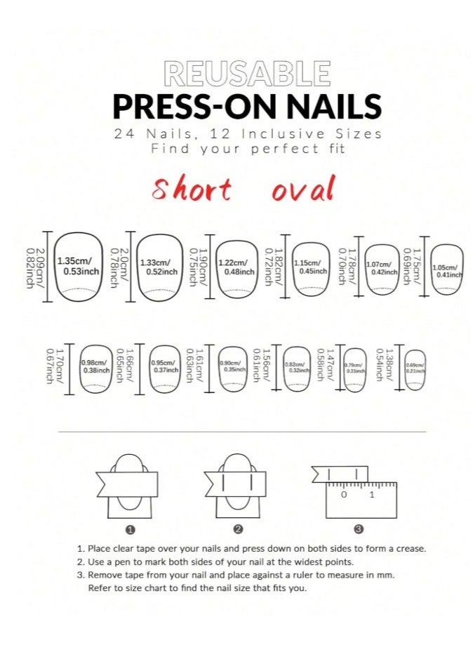 Short Oval Fake Nails 288pcs Box (12 Types Mixed) Acrylic Nails with Storage Box Suitable for Women and Girls in Daily Life and Holiday Use - Image 5