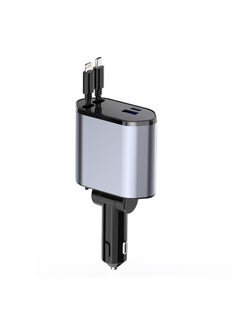 Neutral 12/24V 120W Fast Car Charger with Retractable Charging Cable Fast Car Power Adapter PD20W for iPhone Type C 40W Car Bluetooth USB Charger Plug with iPhone,Samsung,Galaxy,Huawei,Xiaomi  - Image 1