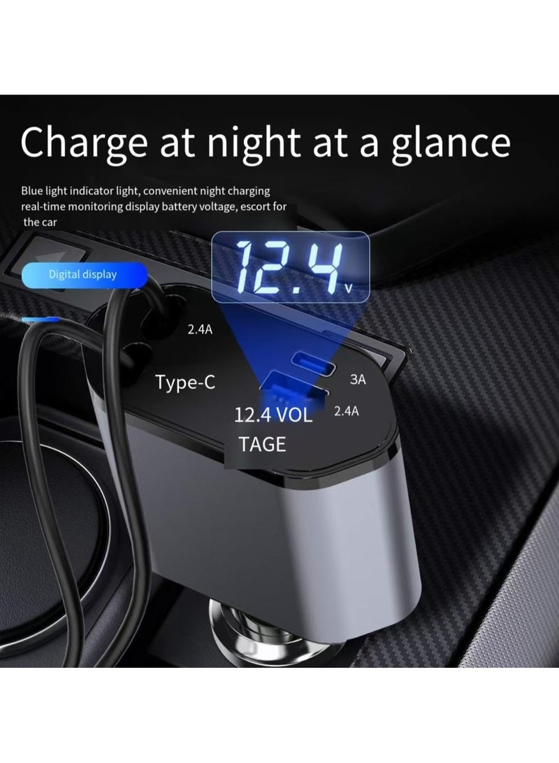 Neutral 12/24V 120W Fast Car Charger with Retractable Charging Cable Fast Car Power Adapter PD20W for iPhone Type C 40W Car Bluetooth USB Charger Plug with iPhone,Samsung,Galaxy,Huawei,Xiaomi - Image 2