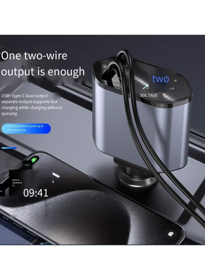 Neutral 12/24V 120W Fast Car Charger with Retractable Charging Cable Fast Car Power Adapter PD20W for iPhone Type C 40W Car Bluetooth USB Charger Plug with iPhone,Samsung,Galaxy,Huawei,Xiaomi - Image 3