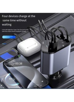 Neutral 12/24V 120W Fast Car Charger with Retractable Charging Cable Fast Car Power Adapter PD20W for iPhone Type C 40W Car Bluetooth USB Charger Plug with iPhone,Samsung,Galaxy,Huawei,Xiaomi  - Image 4
