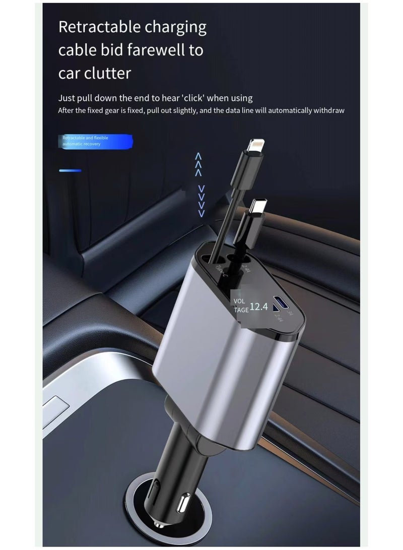 Neutral 12/24V 120W Fast Car Charger with Retractable Charging Cable Fast Car Power Adapter PD20W for iPhone Type C 40W Car Bluetooth USB Charger Plug with iPhone,Samsung,Galaxy,Huawei,Xiaomi - Image 5