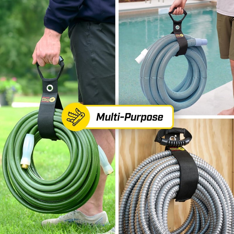 Wrap-It Storage Easy-Carry Straps - 48” (2-Pack) Black with Grommet - Garden Hose Caddy and Cord Wrap for Indoor and Outdoor Cable Organizing - Image 4