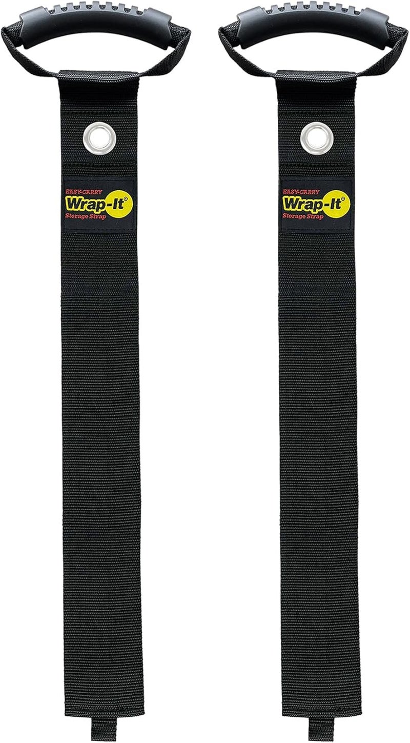 Wrap-It Storage Easy-Carry Straps - 48” (2-Pack) Black with Grommet - Garden Hose Caddy and Cord Wrap for Indoor and Outdoor Cable Organizing - Image 1