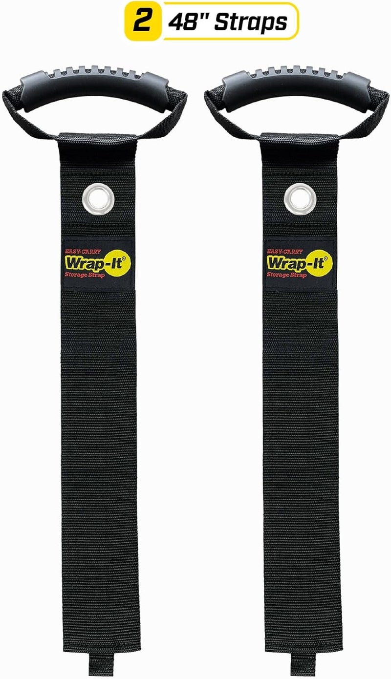 Wrap-It Storage Easy-Carry Straps - 48” (2-Pack) Black with Grommet - Garden Hose Caddy and Cord Wrap for Indoor and Outdoor Cable Organizing - Image 3