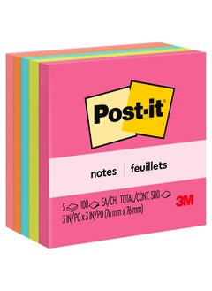 Post It Post-it Notes Neon Colors 654-5PK3 x 3 in (76 x 76 mm), 5 pads/pack | Assorted Colors | Sticky Notes | For Note Taking, To Do Lists and Reminders | Clean Removal | Recyclable | 100 sheets/pad  - Image 4
