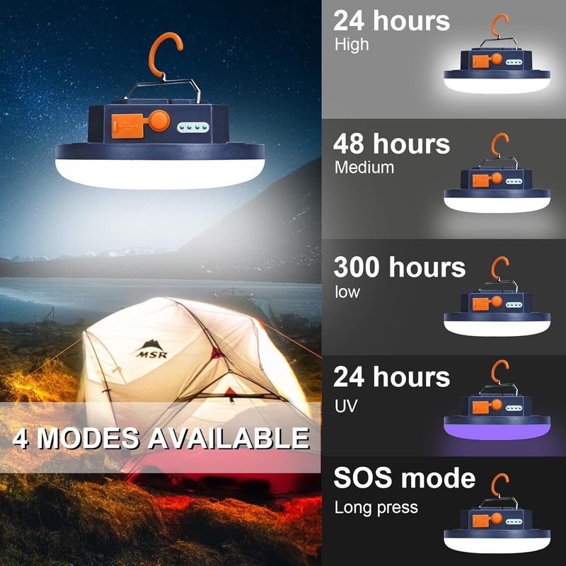 iodoo مصباح تخييم بالأشعة فوق البنفسجية، 10000 مللي أمبير في الساعة 48 LED 395nm UV / 6500K كاشف بقوة 3000 لومن ضوء أبيض للكشف عن بول الحيوانات الأليفة للكلاب/القطط والبقع الجافة والبق - Image 2