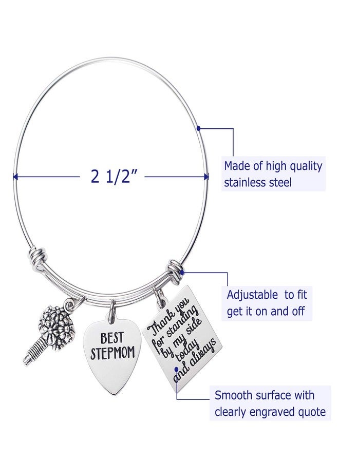 LParkin Stepmom Wedding Gift Thank You for Standing by My Side Today and Always Stepmom of The Bride Groom Bracelet Gift (Bangle-Bracelet) - Image 2