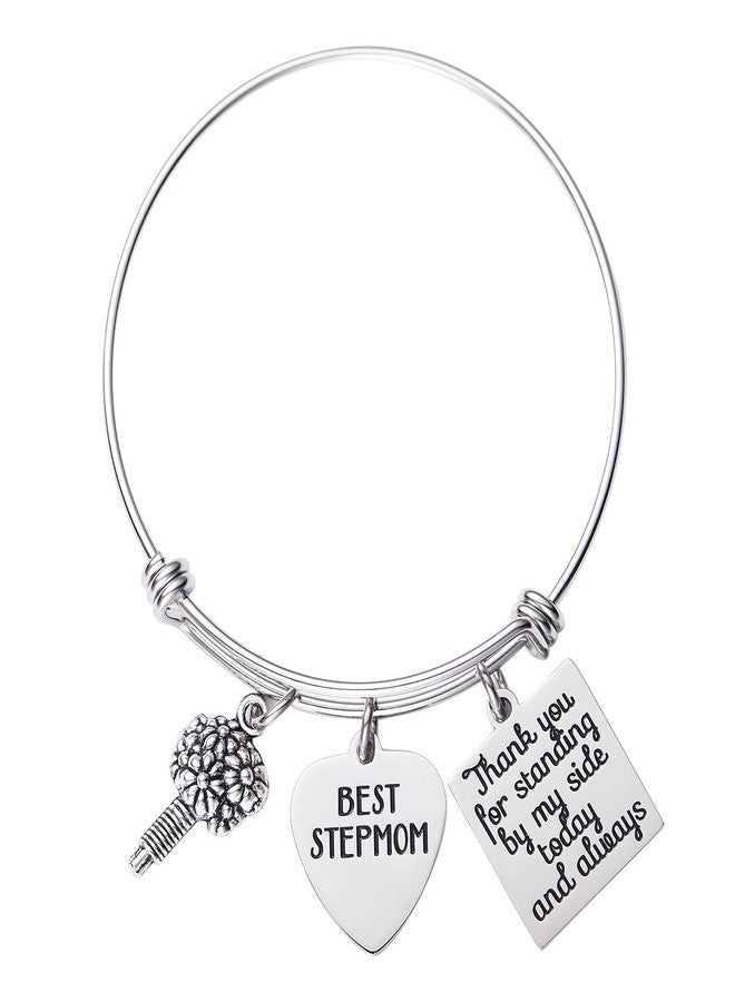 LParkin Stepmom Wedding Gift Thank You for Standing by My Side Today and Always Stepmom of The Bride Groom Bracelet Gift (Bangle-Bracelet) - Image 1