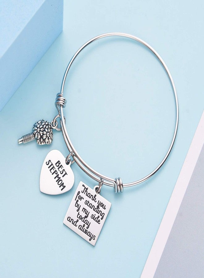 LParkin Stepmom Wedding Gift Thank You for Standing by My Side Today and Always Stepmom of The Bride Groom Bracelet Gift (Bangle-Bracelet) - Image 3