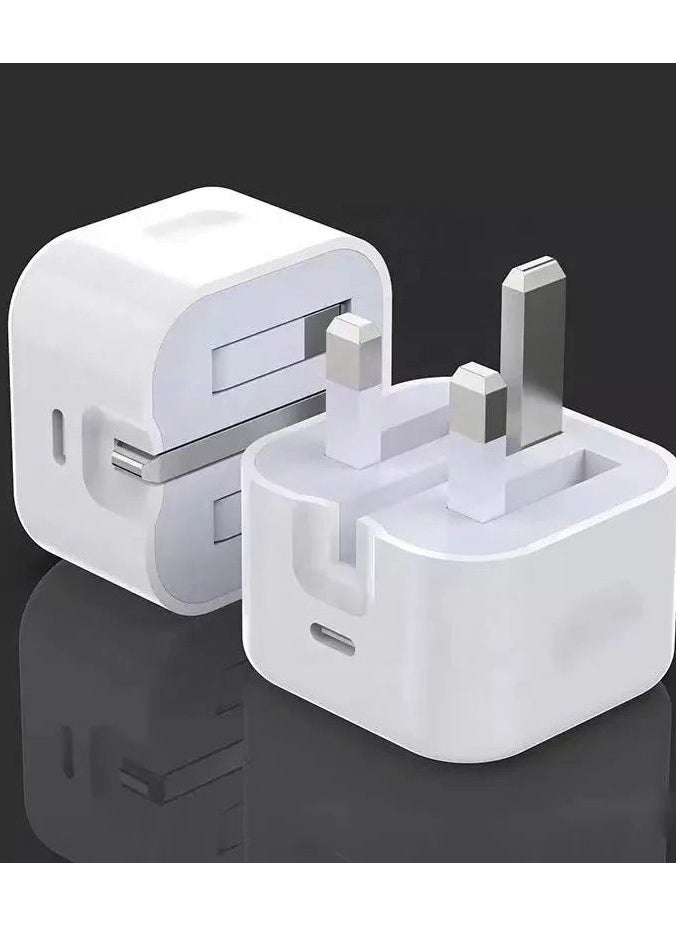 Generic - شاحن ايفون ابل 20 واط USB-C 3-Pin محول الطاقة الأبيض - Image 1