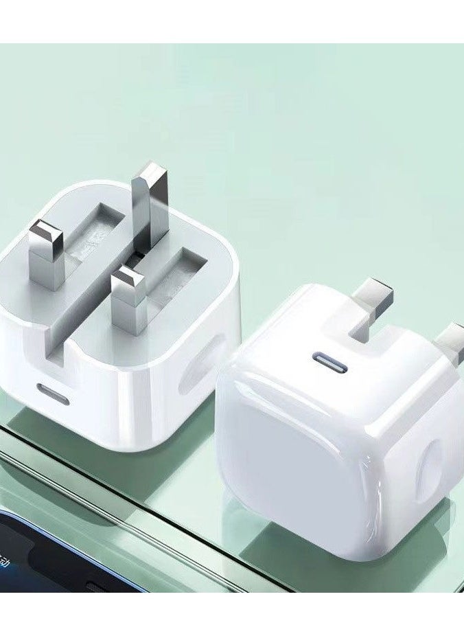 Generic - شاحن ايفون ابل 20 واط USB-C 3-Pin محول الطاقة الأبيض - Image 1