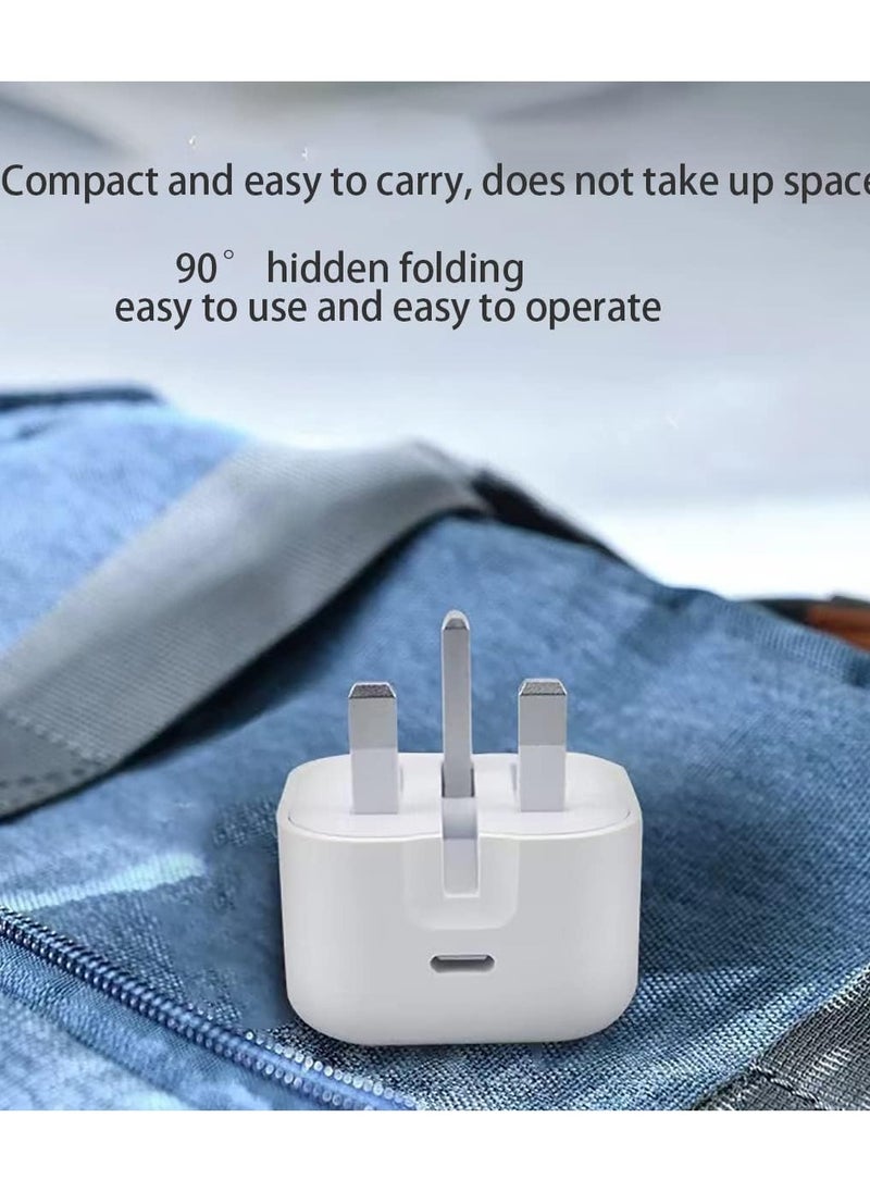 Generic - شاحن ايفون ابل 20 واط USB-C 3-Pin محول الطاقة الأبيض - Image 1