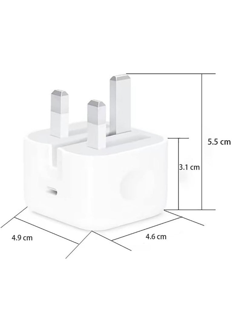 Generic - شاحن ايفون ابل 20 واط USB-C 3-Pin محول الطاقة الأبيض - Image 1